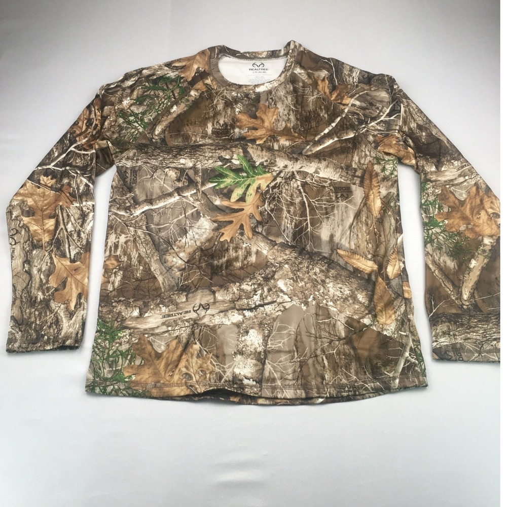 Realtree Thermal Crew Top Men L Brown Realtree Edge Camo Heavyweight Fleece